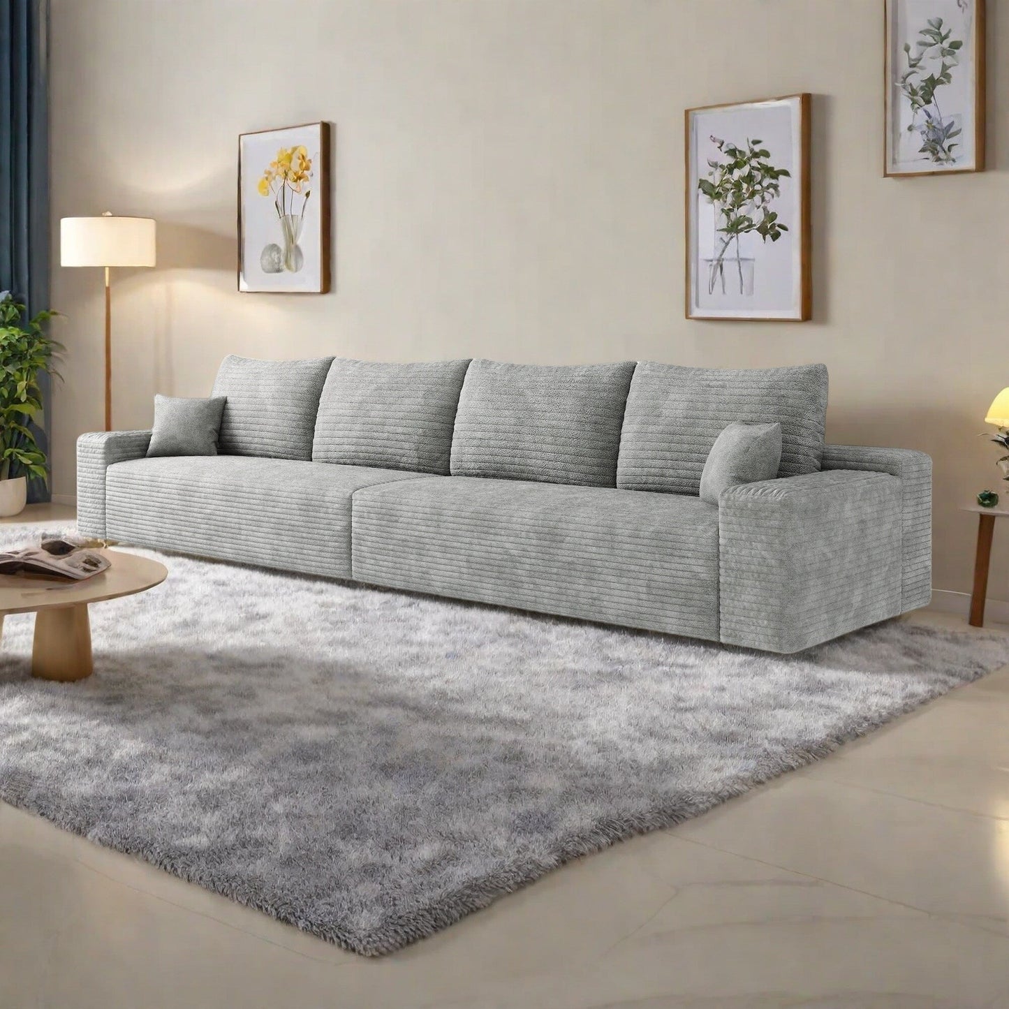 Canapé 5 places en mousse 140Foam - Canapé nuage en velours côtelé moelleux avec fauteuil inclinable et mousse haute résilience