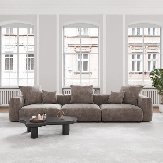 Canapé sectionnel modulaire en velours côtelé 141,73 avec coussin épais, canapé convertible à assise profonde pour salon