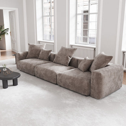 Canapé sectionnel modulaire en velours côtelé 141,73 avec coussin épais, canapé convertible à assise profonde pour salon