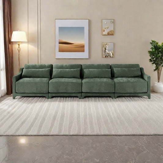 Canapé 6 places en chenille 141,7 avec base ergonomique en bois et éponge haute résilience pour le salon