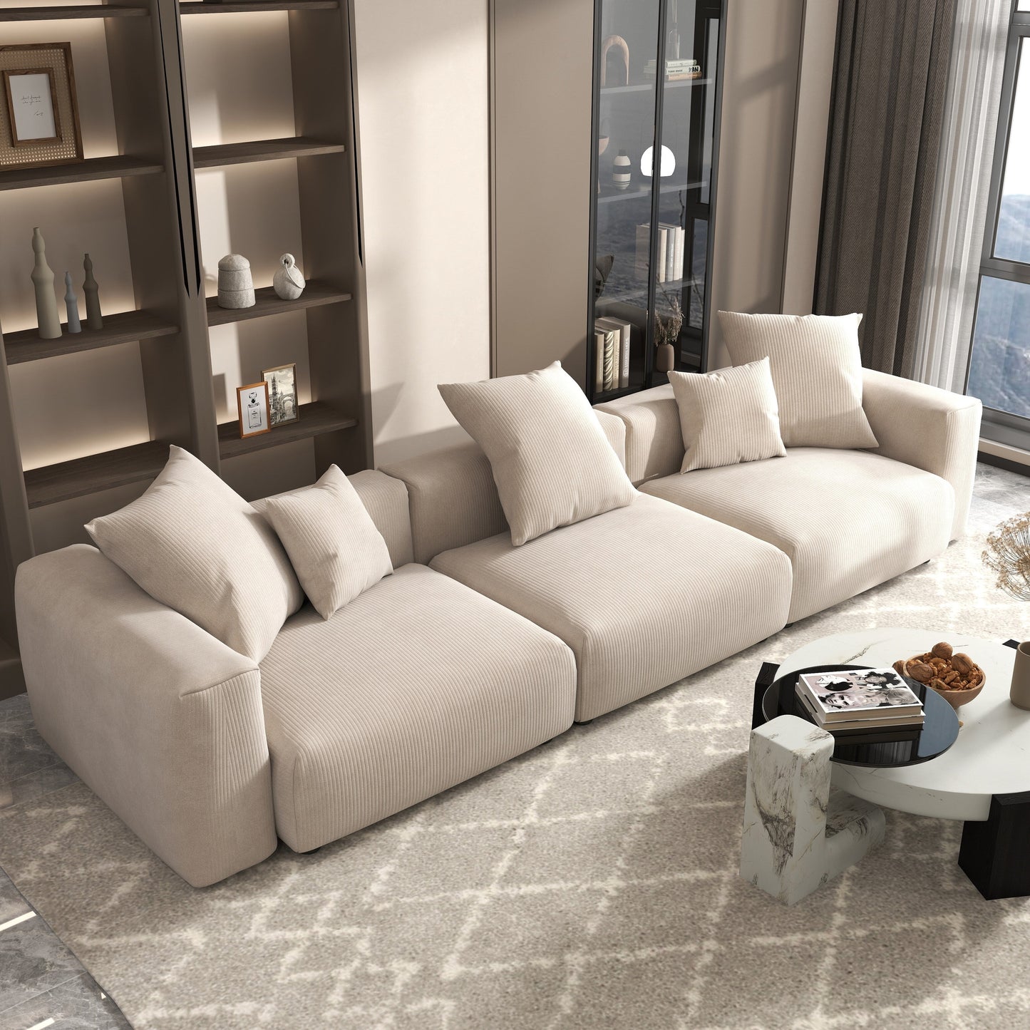 Canapé sectionnel contemporain en velours côtelé 142 Canapé profond classique
