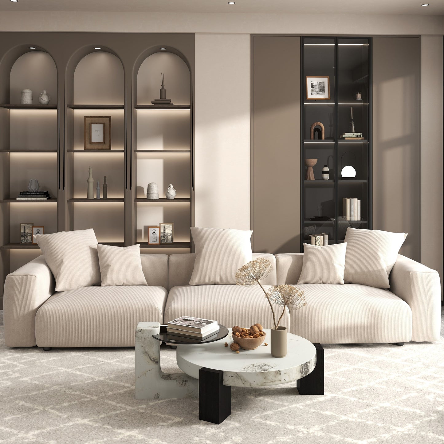 Canapé sectionnel contemporain en velours côtelé 142 Canapé profond classique