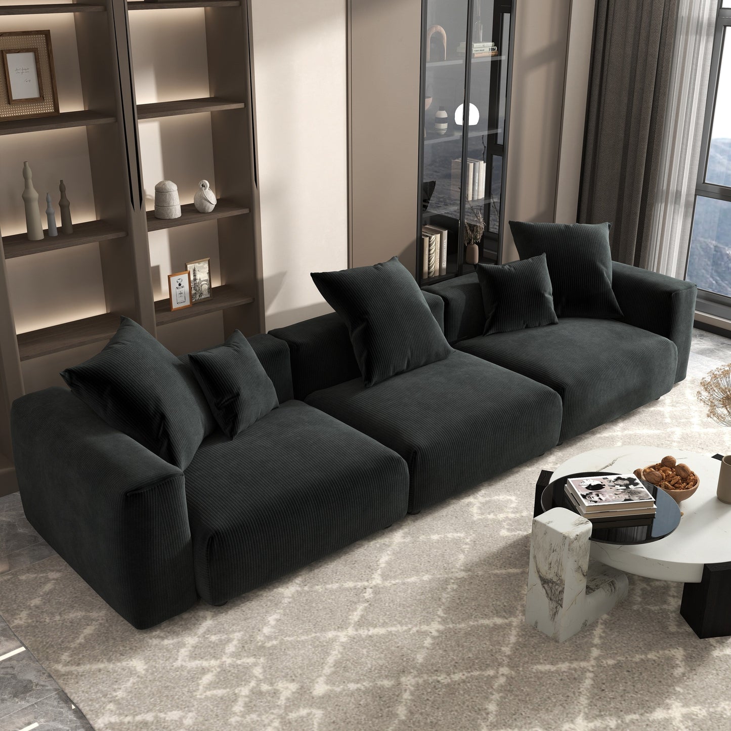 Canapé sectionnel contemporain en velours côtelé 142 Canapé profond classique