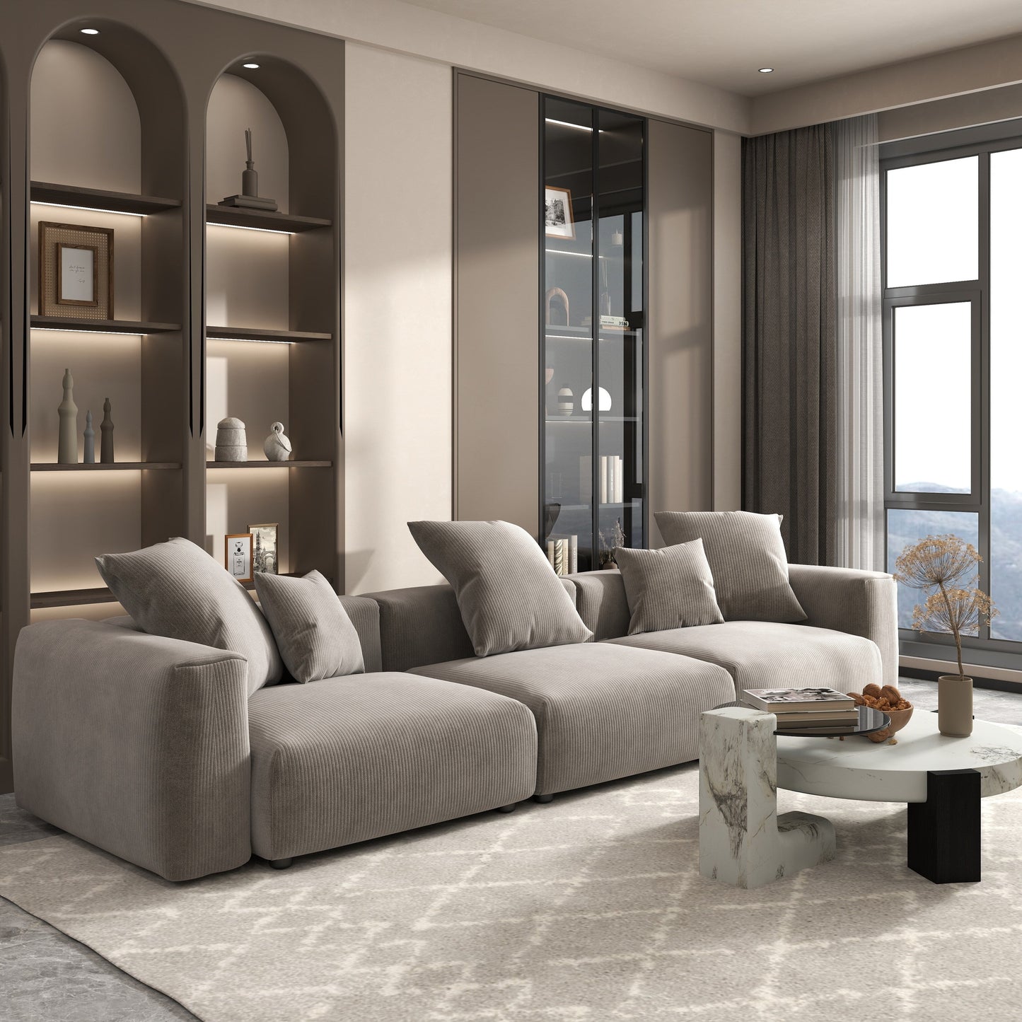 Canapé sectionnel contemporain en velours côtelé 142 Canapé profond classique