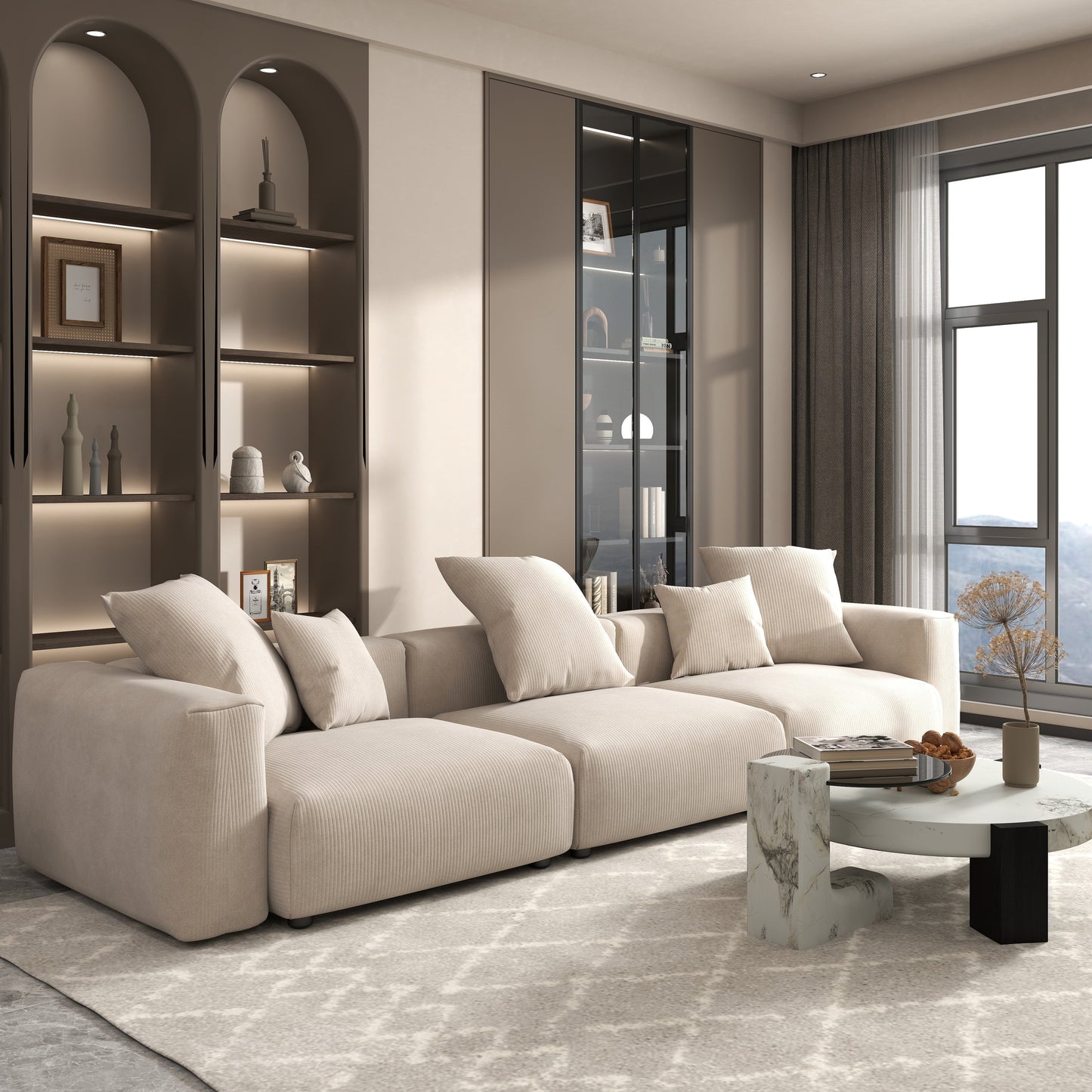 Canapé sectionnel contemporain en velours côtelé 142 Canapé profond classique