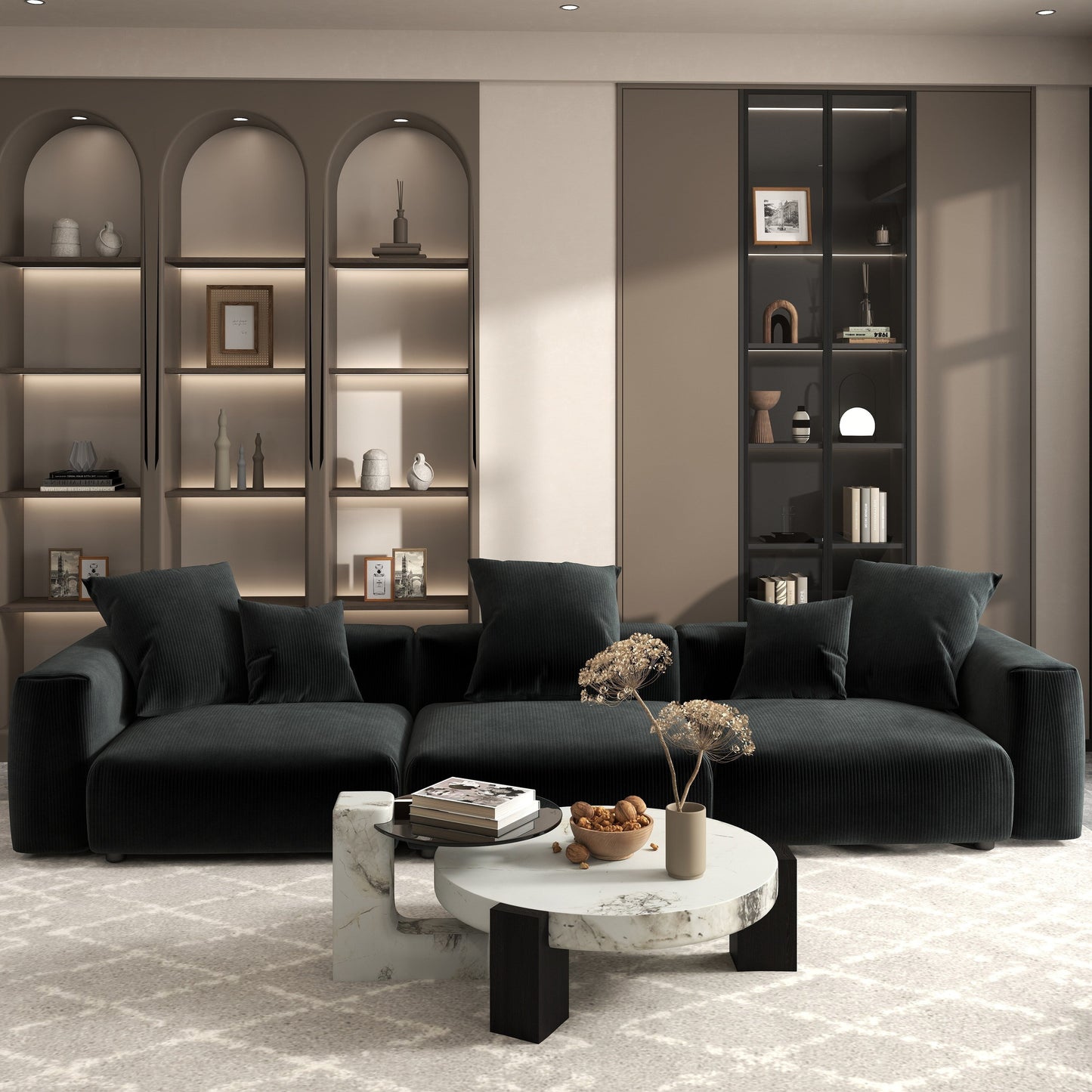 Canapé sectionnel contemporain en velours côtelé 142 Canapé profond classique