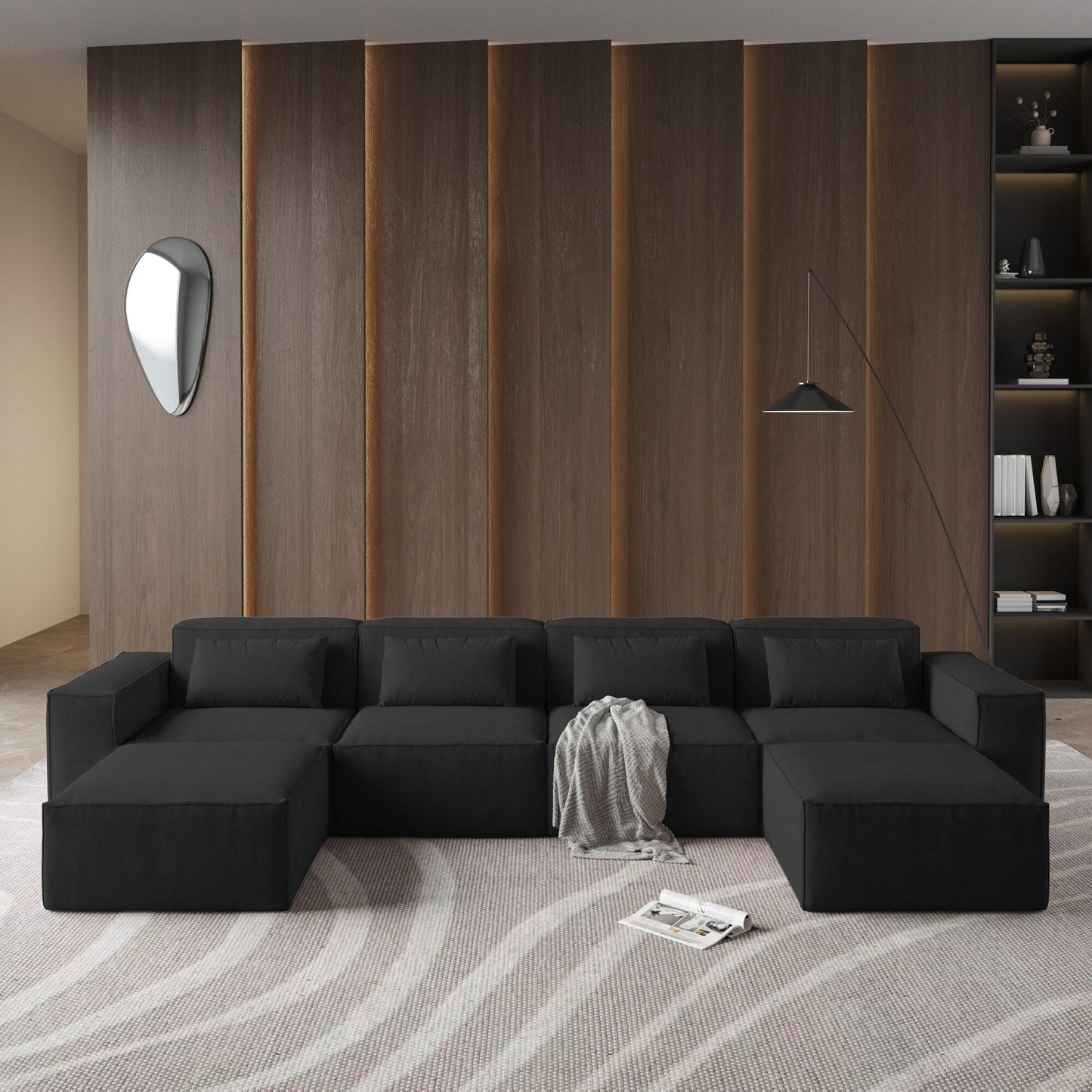 Canapé sectionnel modulaire en U 149, canapé rembourré 6 places, combinaison libre