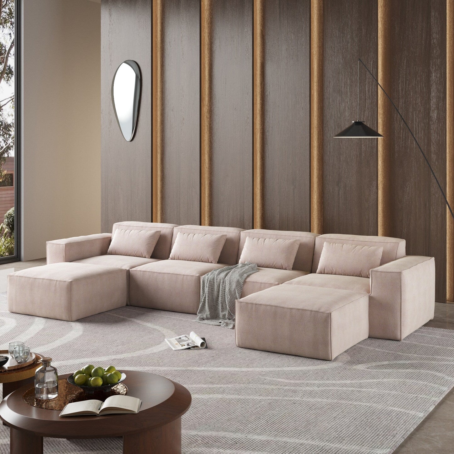 Canapé sectionnel modulaire en U 149, canapé rembourré 6 places, combinaison libre