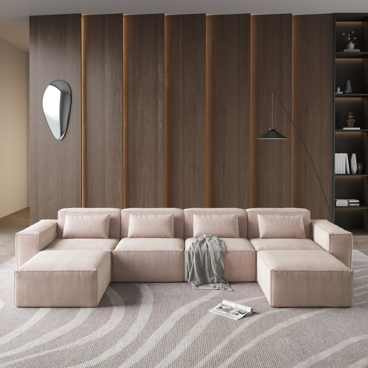 Canapé sectionnel modulaire en U 149, canapé rembourré 6 places, combinaison libre