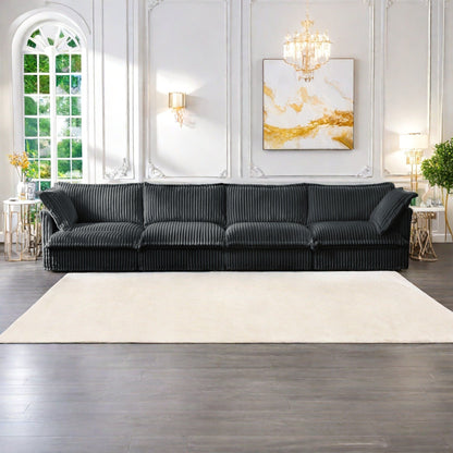 Canapé 5 places en velours côtelé 156,6 pouces profond pour salon et chambre