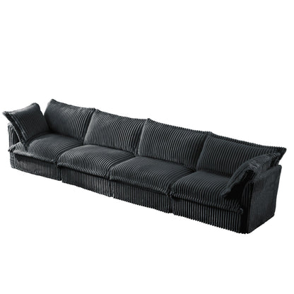 Canapé 5 places en velours côtelé 156,6 pouces profond pour salon et chambre