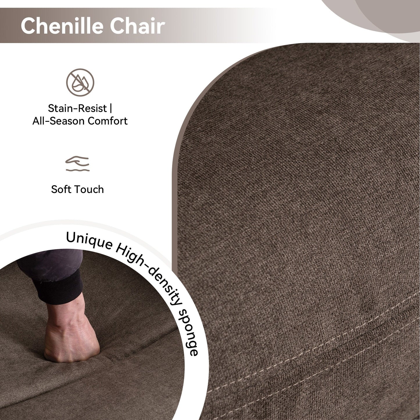 Fauteuil inclinable électrique à 160° pour personnes âgées, avec massage et chauffage à 8 points, tissu chenille doux