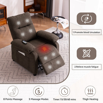 Fauteuil inclinable électrique à 160° pour personnes âgées, avec massage et chauffage à 8 points, tissu chenille doux