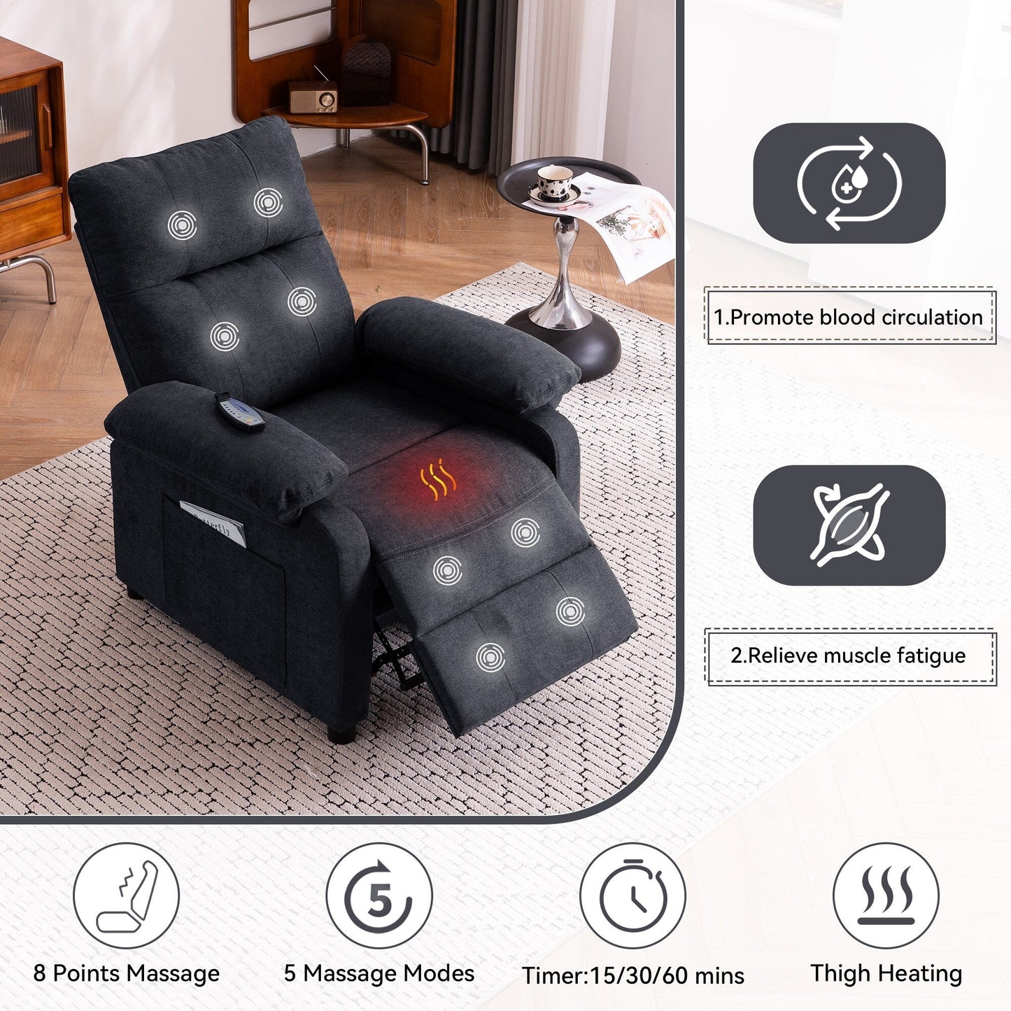 Fauteuil inclinable à 160° pour personnes âgées
