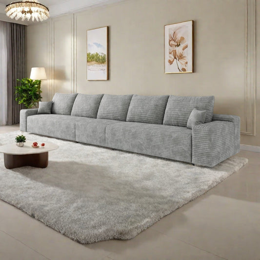 Canapé 6 places en mousse 168Foam - Canapé nuage en velours côtelé moelleux avec fauteuil inclinable et mousse haute résilience