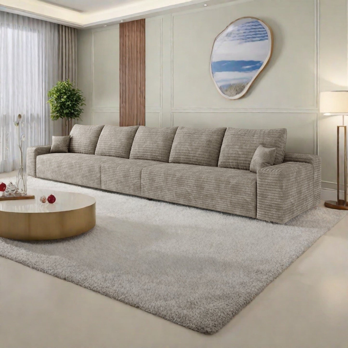 Canapé 6 places en mousse 168Foam - Canapé nuage en velours côtelé moelleux avec fauteuil inclinable et mousse haute résilience