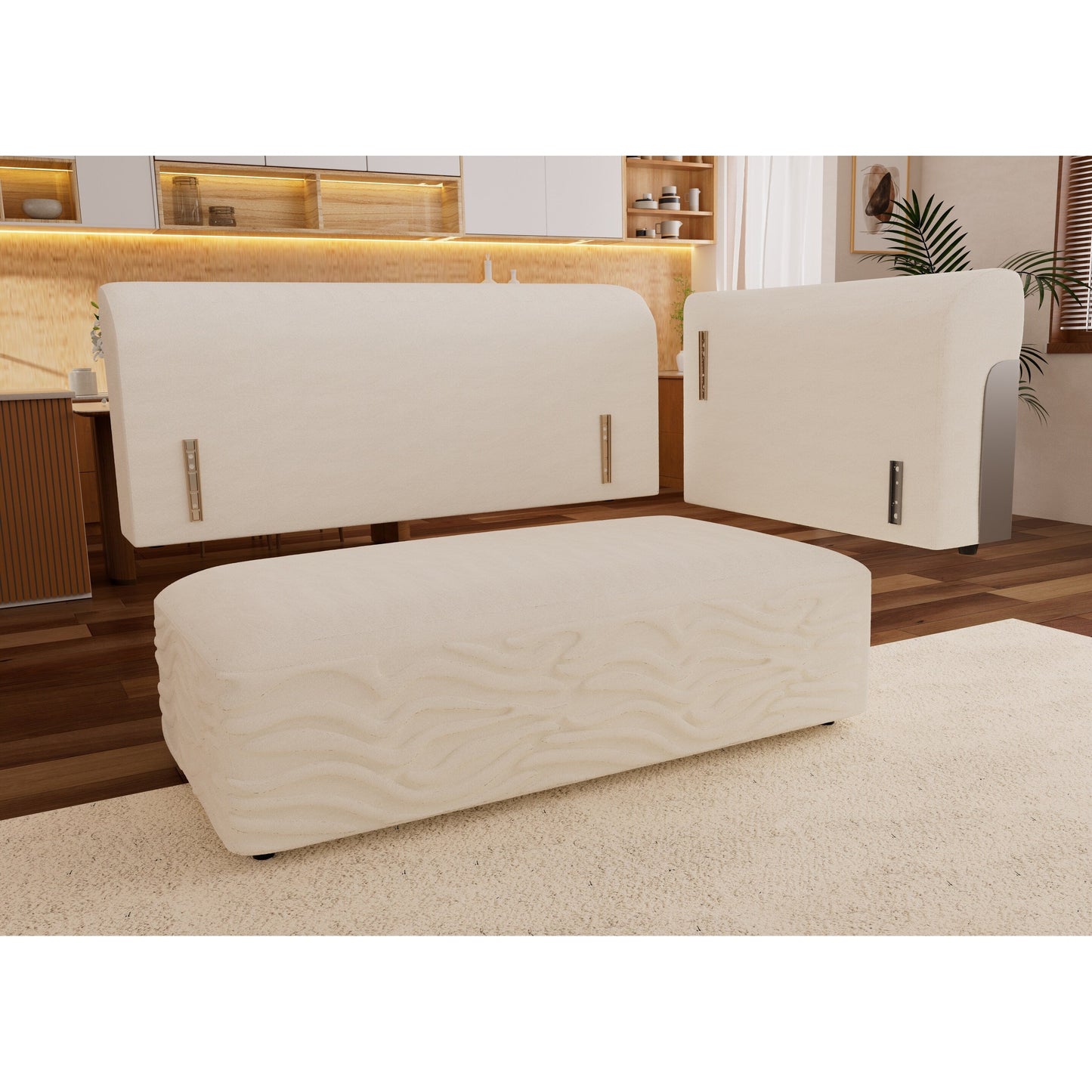 Canapé 6 places en tissu 179,5 avec assise profonde et confortable en forme de nuage avec oreillers