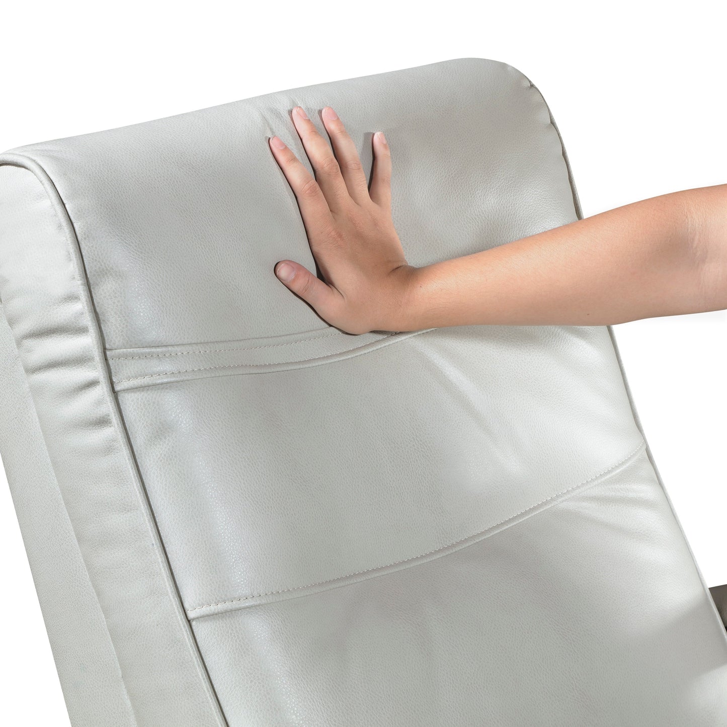 Fauteuil inclinable pivotant et coulissant, 1 pièce, en similicuir, rembourré, avec accoudoirs en bois d'hévéa massif, meuble de salon luxueux