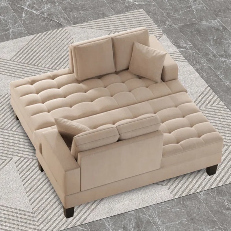 Ensemble de salon 2 pièces, ensemble de chaises longues rembourrées et capitonnées avec 2 coussins décoratifs, gris chaud