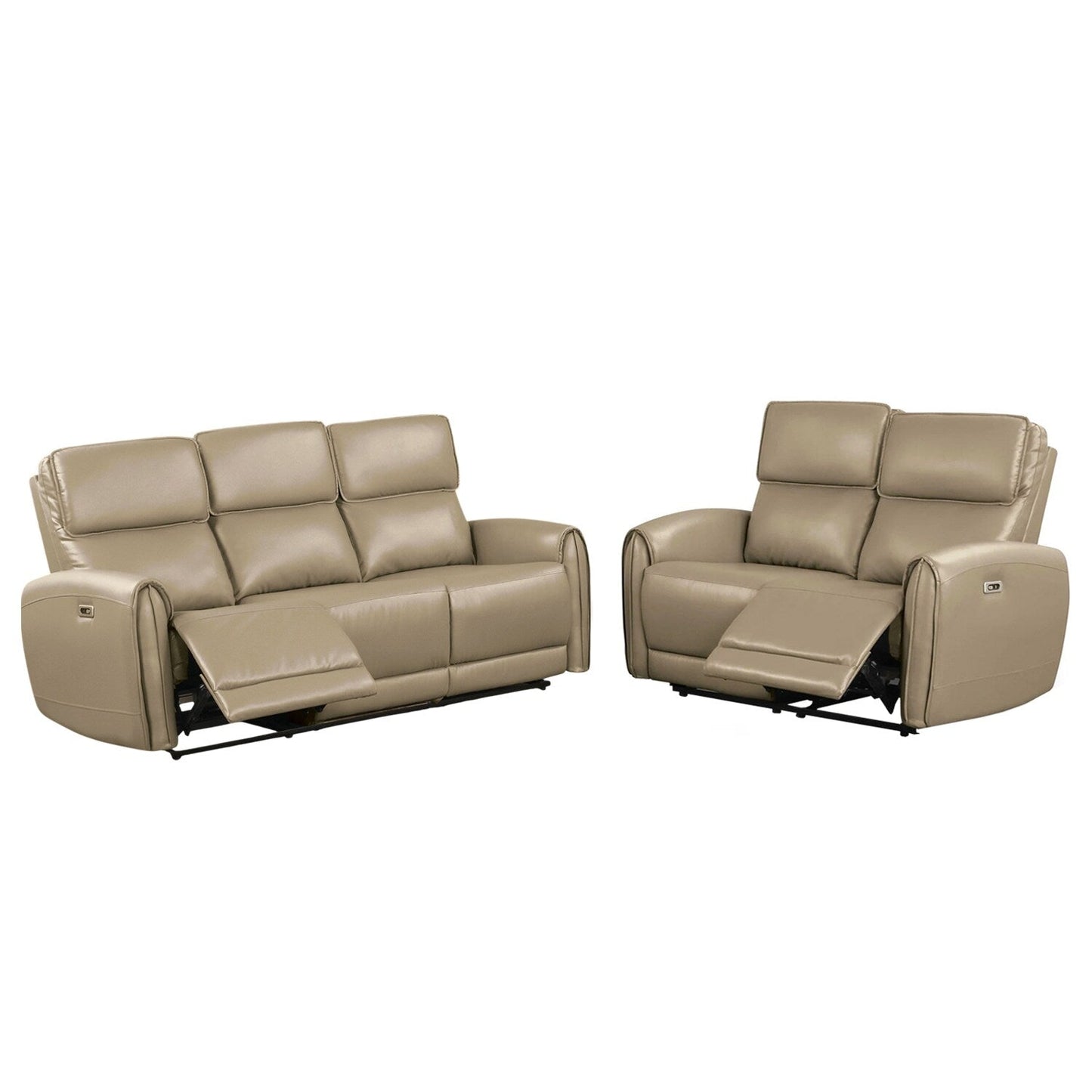 Ensemble de canapés électriques rembourrés 2 pièces avec ports de chargement USB