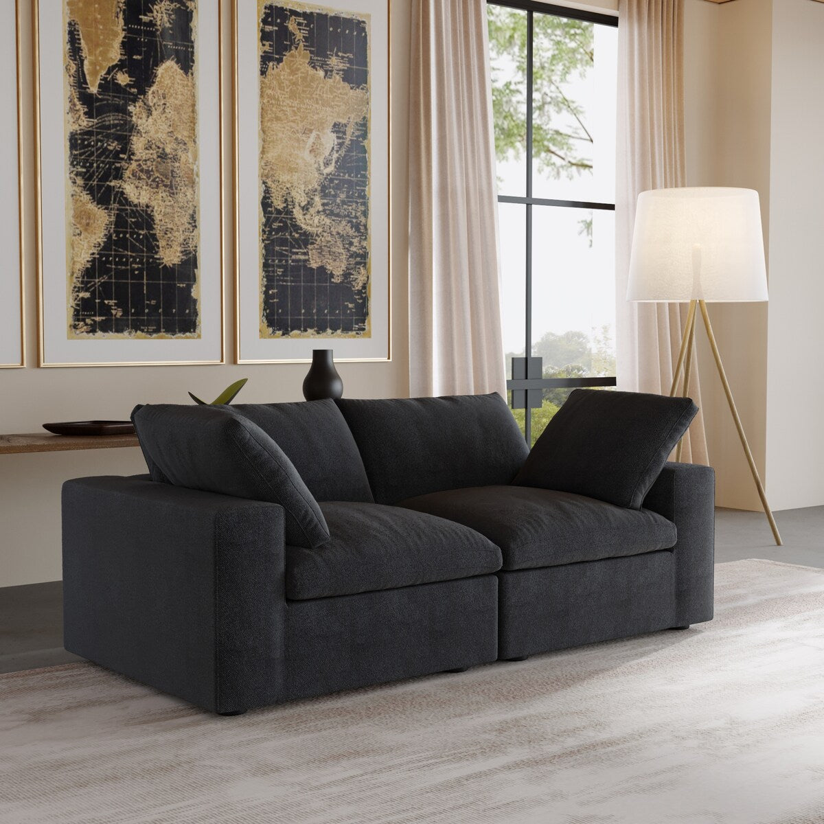 Canapé 2 places avec coussins pour le salon