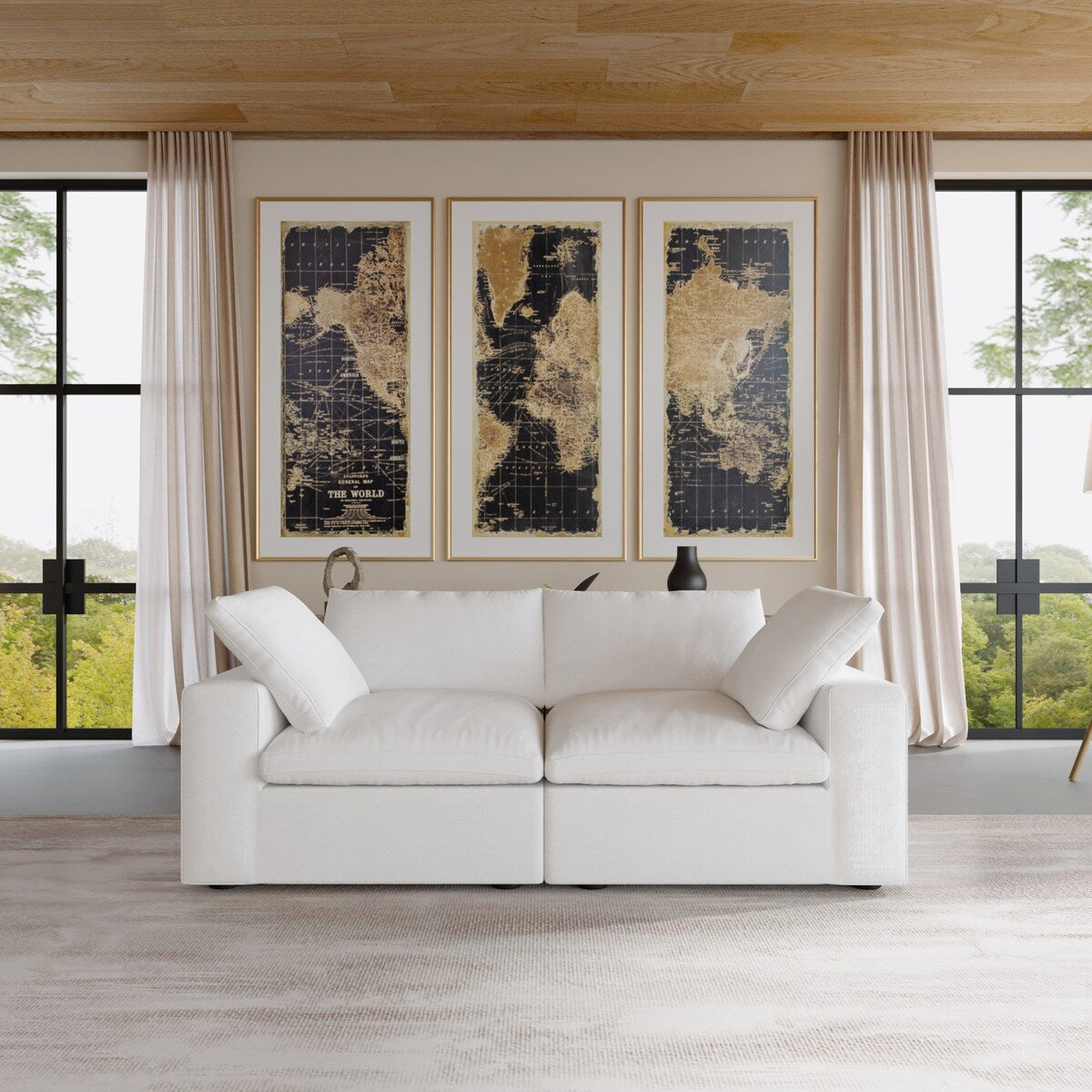 Canapé 2 places avec coussins pour le salon