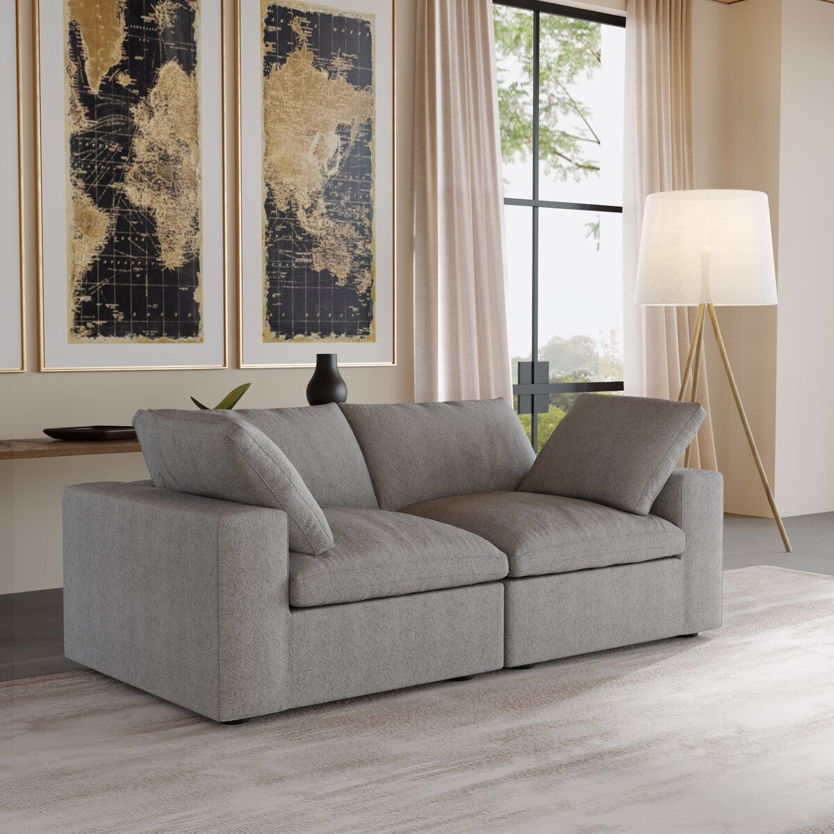 Canapé 2 places avec coussins pour le salon