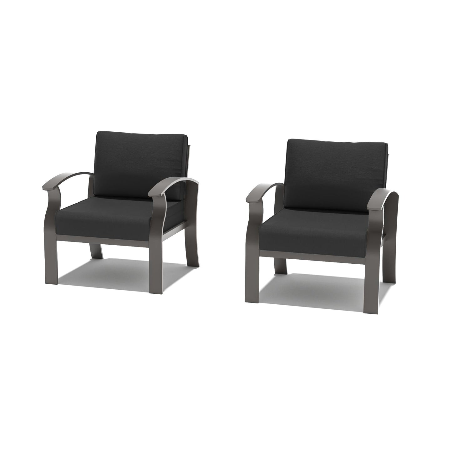 Canapés d'extérieur 2 places en aluminium avec coussins noirs