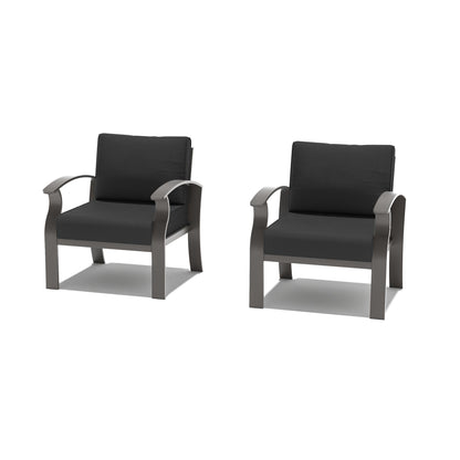 Canapés d'extérieur 2 places en aluminium avec coussins noirs