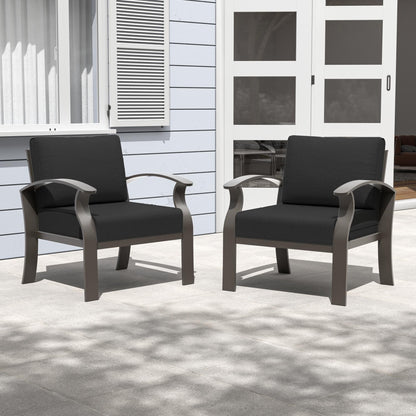 Canapés d'extérieur 2 places en aluminium avec coussins noirs