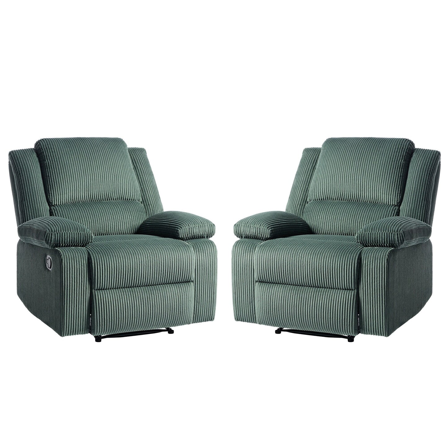 Ensemble de 2 fauteuils inclinables manuels en velours côtelé avec repose-pieds