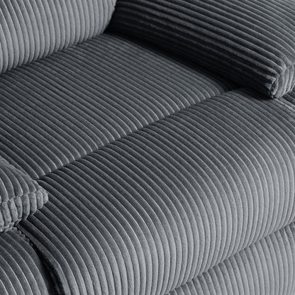 Ensemble de 2 fauteuils inclinables manuels en velours côtelé avec repose-pieds