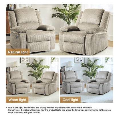 Ensemble de 2 fauteuils inclinables manuels en velours côtelé avec repose-pieds