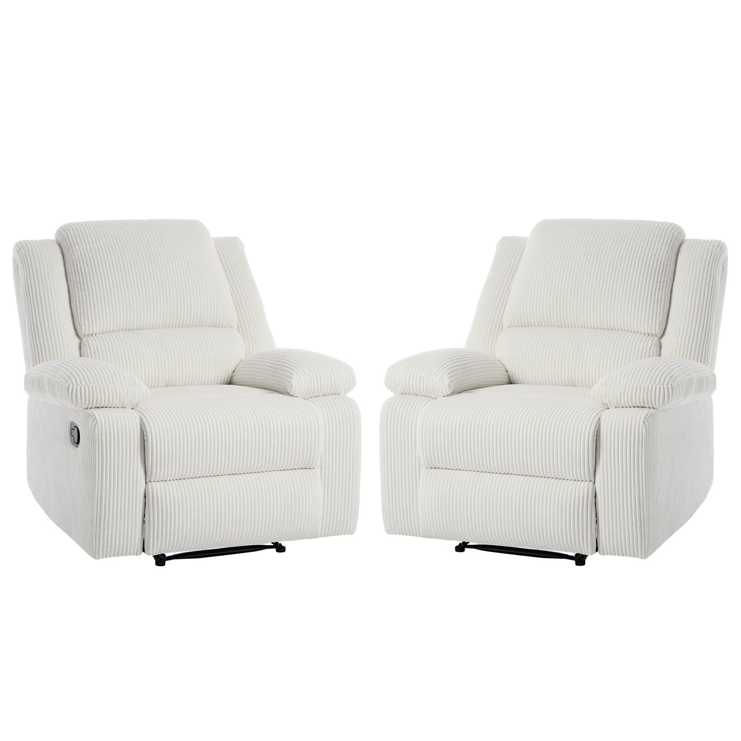 Ensemble de 2 fauteuils inclinables manuels en velours côtelé avec repose-pieds