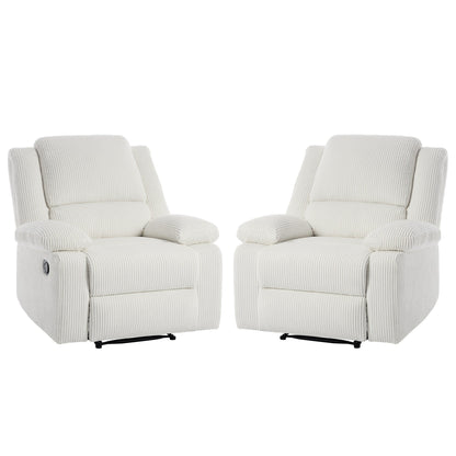 Ensemble de 2 fauteuils inclinables manuels en velours côtelé avec repose-pieds