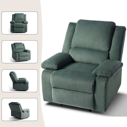 Ensemble de 2 fauteuils inclinables manuels en velours côtelé avec repose-pieds