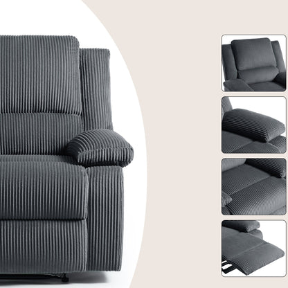 Ensemble de 2 fauteuils inclinables manuels en velours côtelé avec repose-pieds