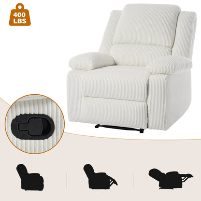 Ensemble de 2 fauteuils inclinables manuels en velours côtelé avec repose-pieds