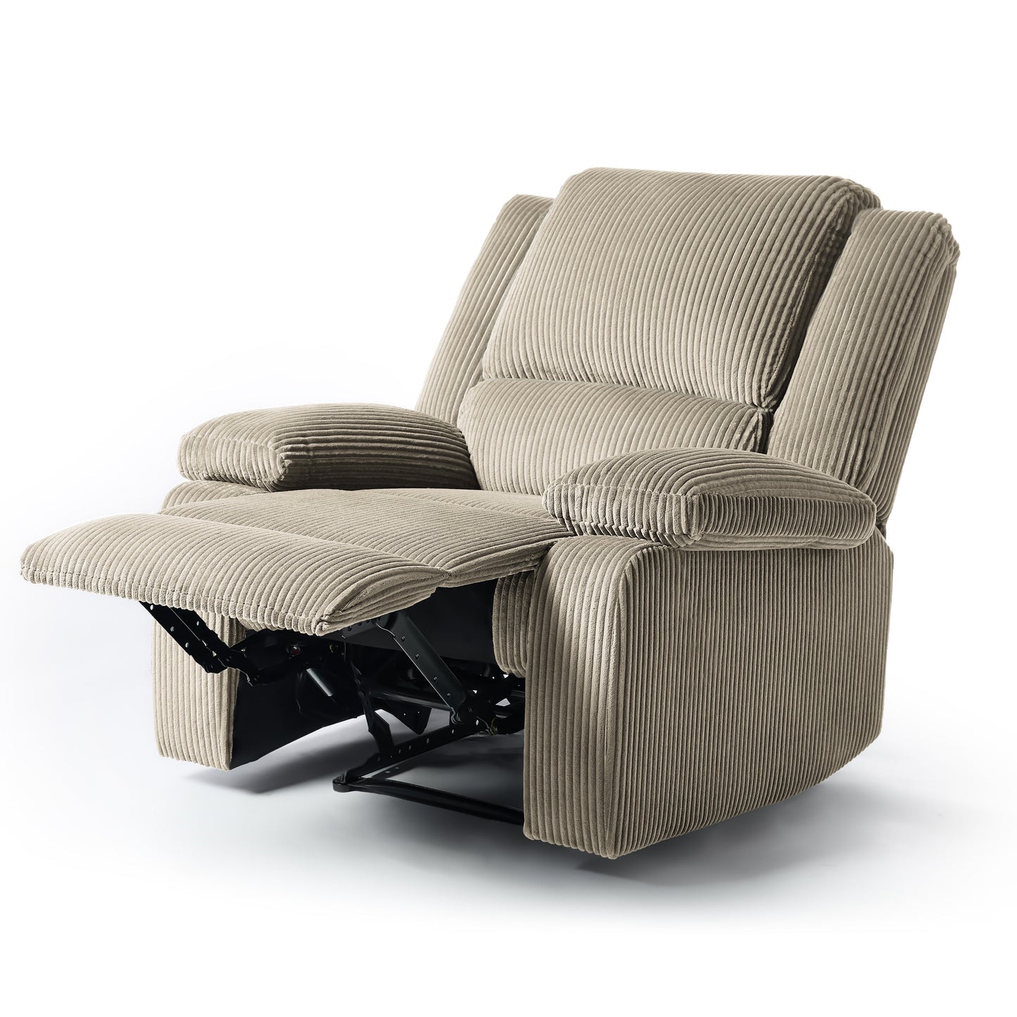 Ensemble de 2 fauteuils inclinables manuels en velours côtelé avec repose-pieds