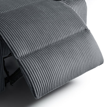 Ensemble de 2 fauteuils inclinables manuels en velours côtelé avec repose-pieds