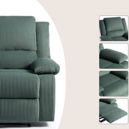 Ensemble de 2 fauteuils inclinables manuels en velours côtelé avec repose-pieds