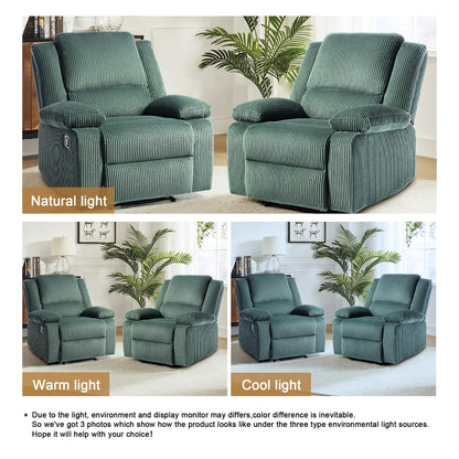 Ensemble de 2 fauteuils inclinables manuels en velours côtelé avec repose-pieds