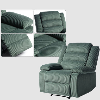 Lot de 2 fauteuils inclinables manuels modernes en velours côtelé, fauteuil d'appoint surdimensionné avec accoudoirs larges