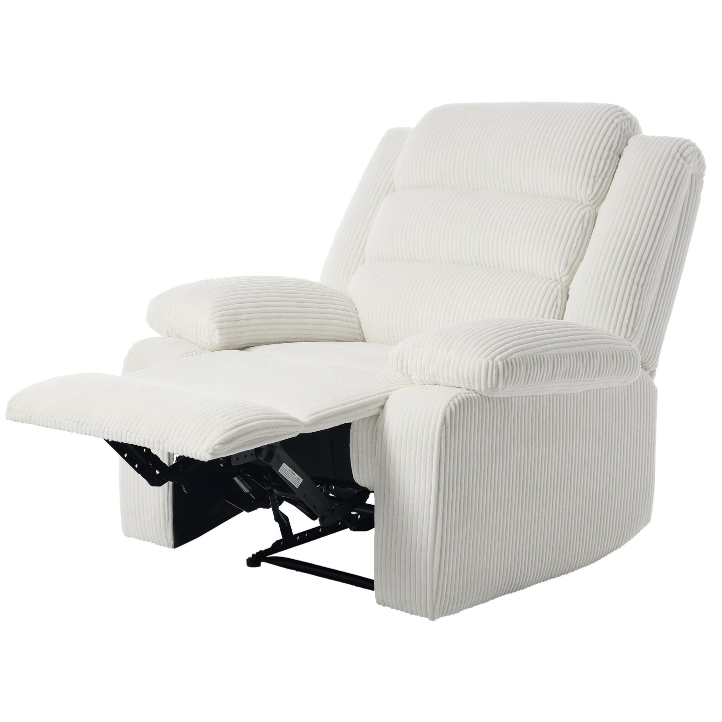Lot de 2 fauteuils inclinables manuels modernes en velours côtelé, fauteuil d'appoint surdimensionné avec accoudoirs larges
