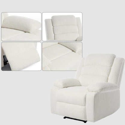 Lot de 2 fauteuils inclinables manuels modernes en velours côtelé, fauteuil d'appoint surdimensionné avec accoudoirs larges