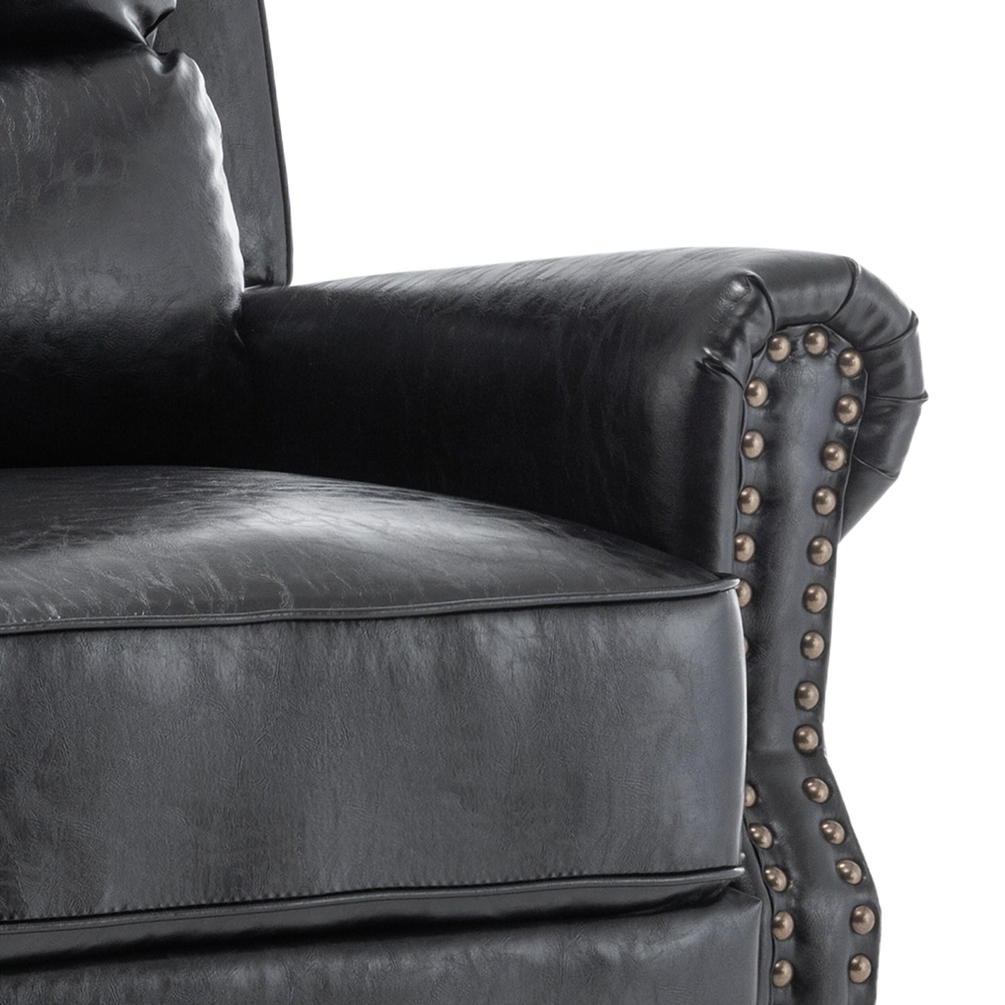 Ensemble de 2 fauteuils inclinables rembourrés avec tête de clou