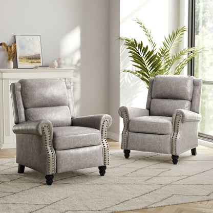 Ensemble de 2 fauteuils inclinables rembourrés avec tête de clou