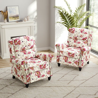 Ensemble de 2 fauteuils inclinables rembourrés avec tête de clou