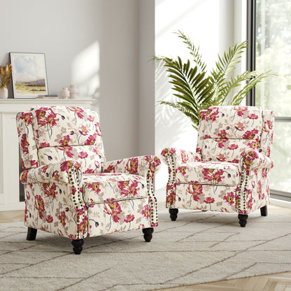 Ensemble de 2 fauteuils inclinables rembourrés avec tête de clou