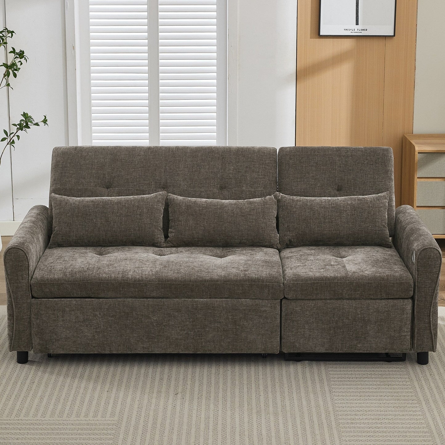 Canapé 2 en 1 82 Canapé trois places avec un canapé-lit et un canapé inclinable réversible pour le salon